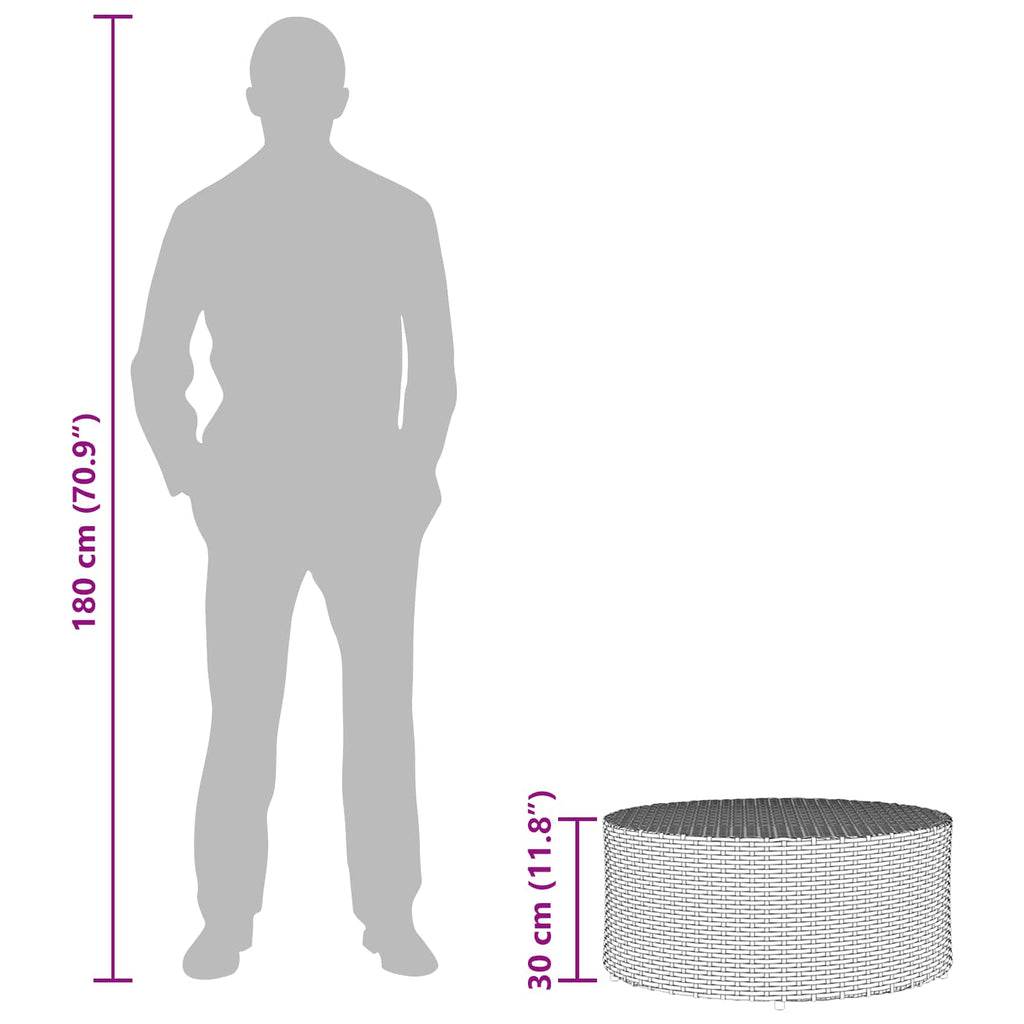 Outdoor Coffee Table Ø 68 X 30 Cm Poly Rattan