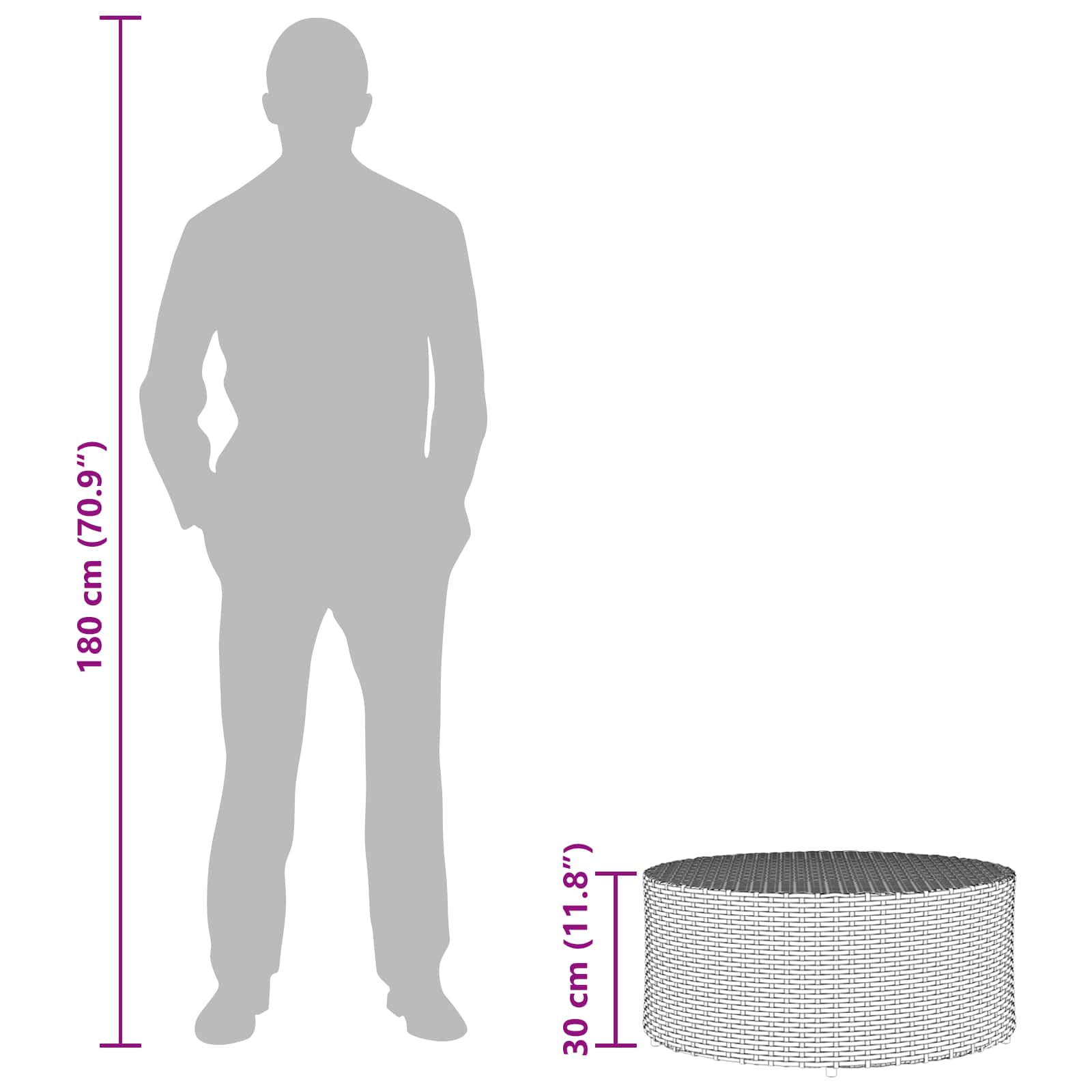 Outdoor Coffee Table Ø 68 X 30 Cm Poly Rattan