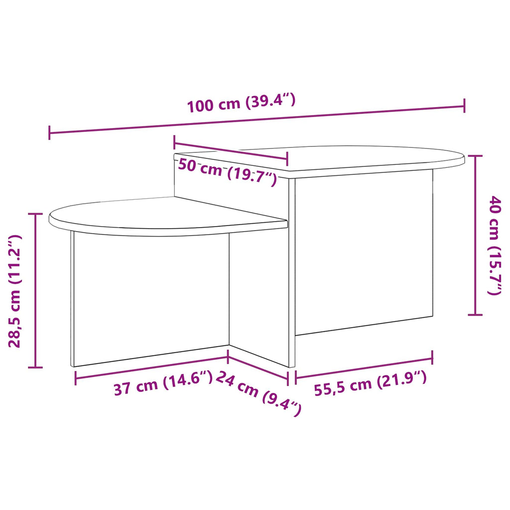 Coffee Table 100 X 50 X 40 Cm Engineered Wood