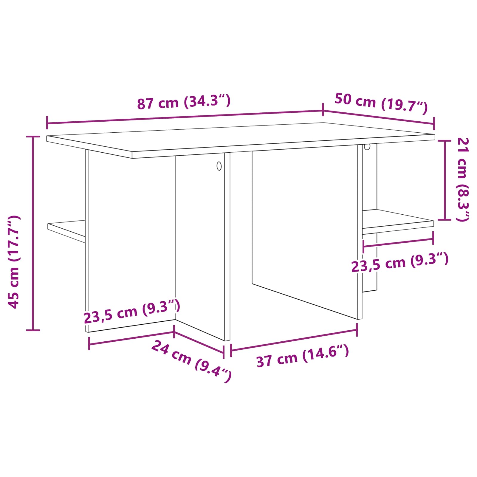 Coffee Table 87 X 50 X 45 Cm Engineered Wood