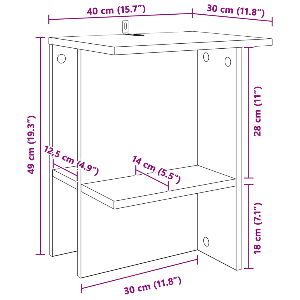 Coffee Table 40 X 30 X 49 Cm Engineered Wood