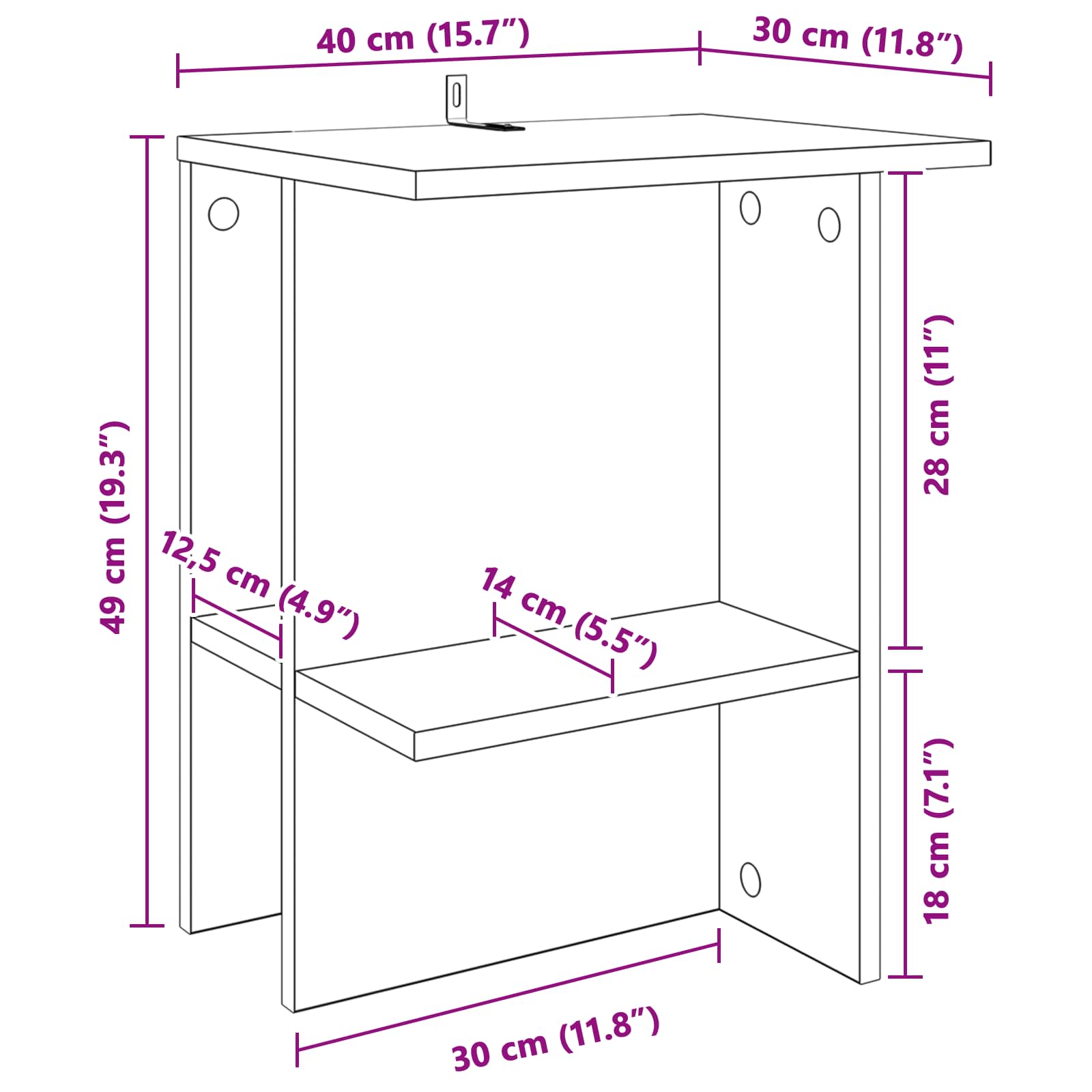 Coffee Table 40 X 30 X 49 Cm Engineered Wood