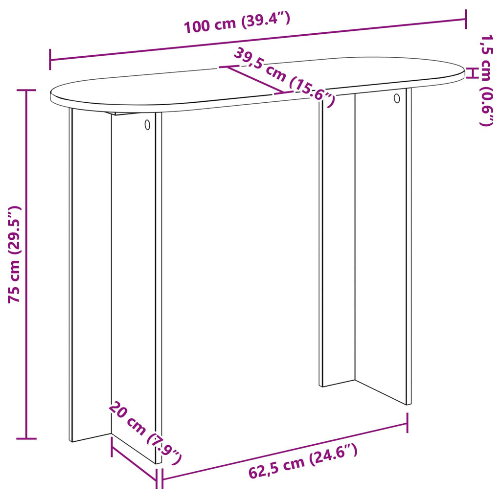 Console Table 100 X 39.5 X 75 Cm Engineered Wood