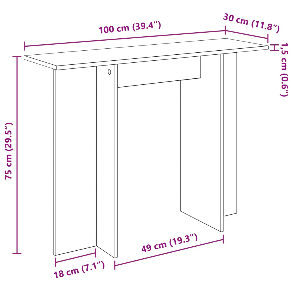 Console Table 100 X 30 X 75 Cm Engineered Wood