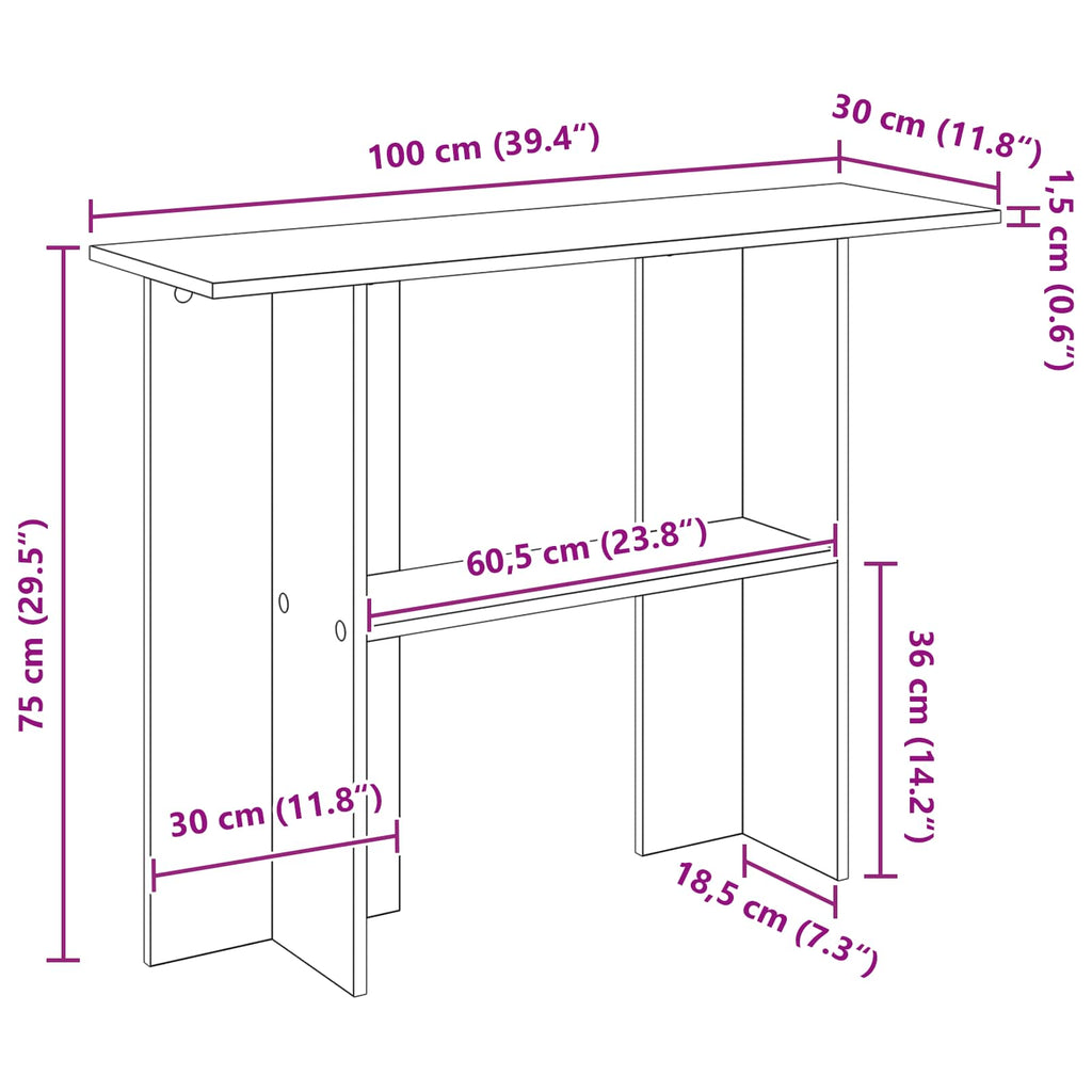 Console Table 100 X 30 X 75 Cm Engineered Wood