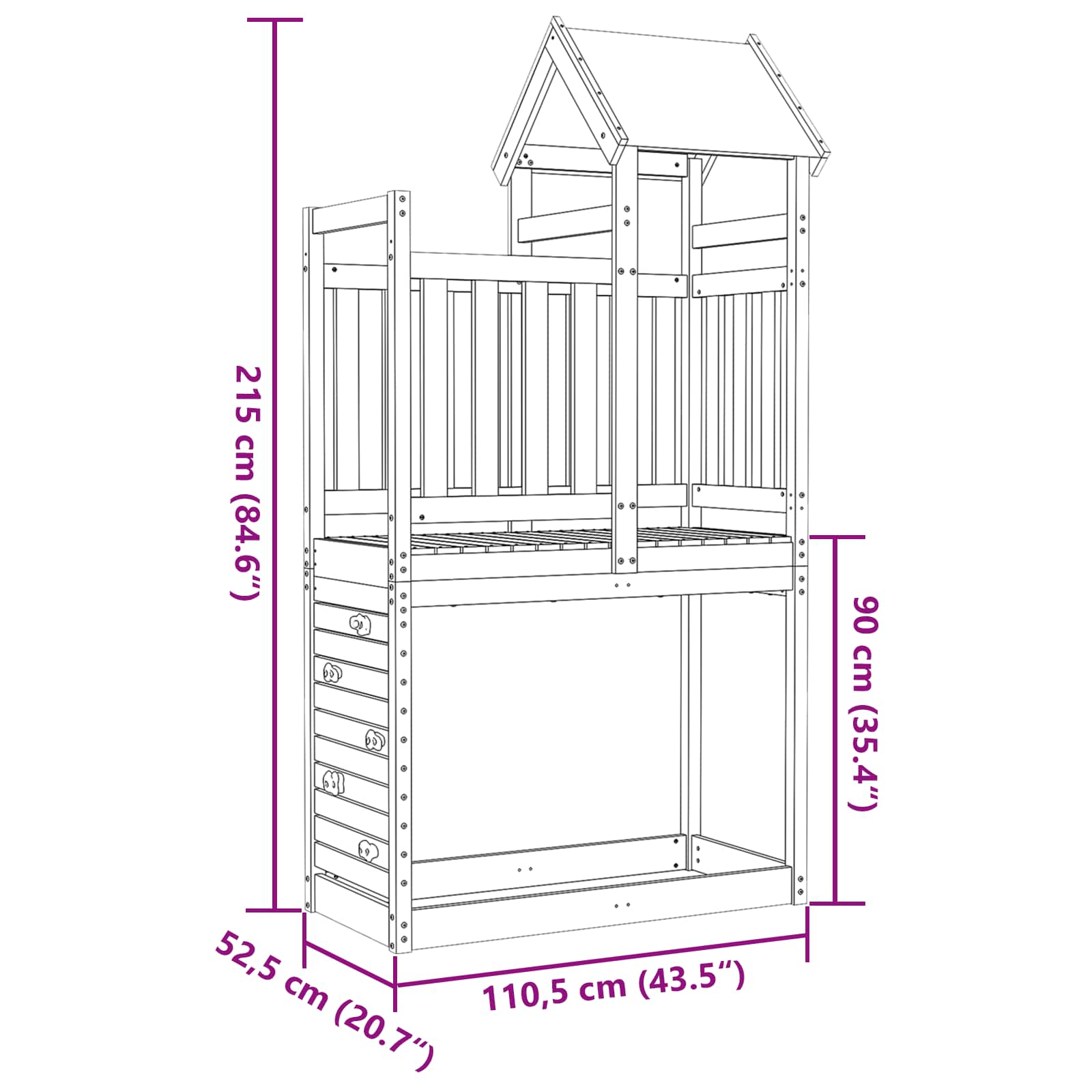 Play Tower Brown 110.5 X 52.5 X 215 Cm