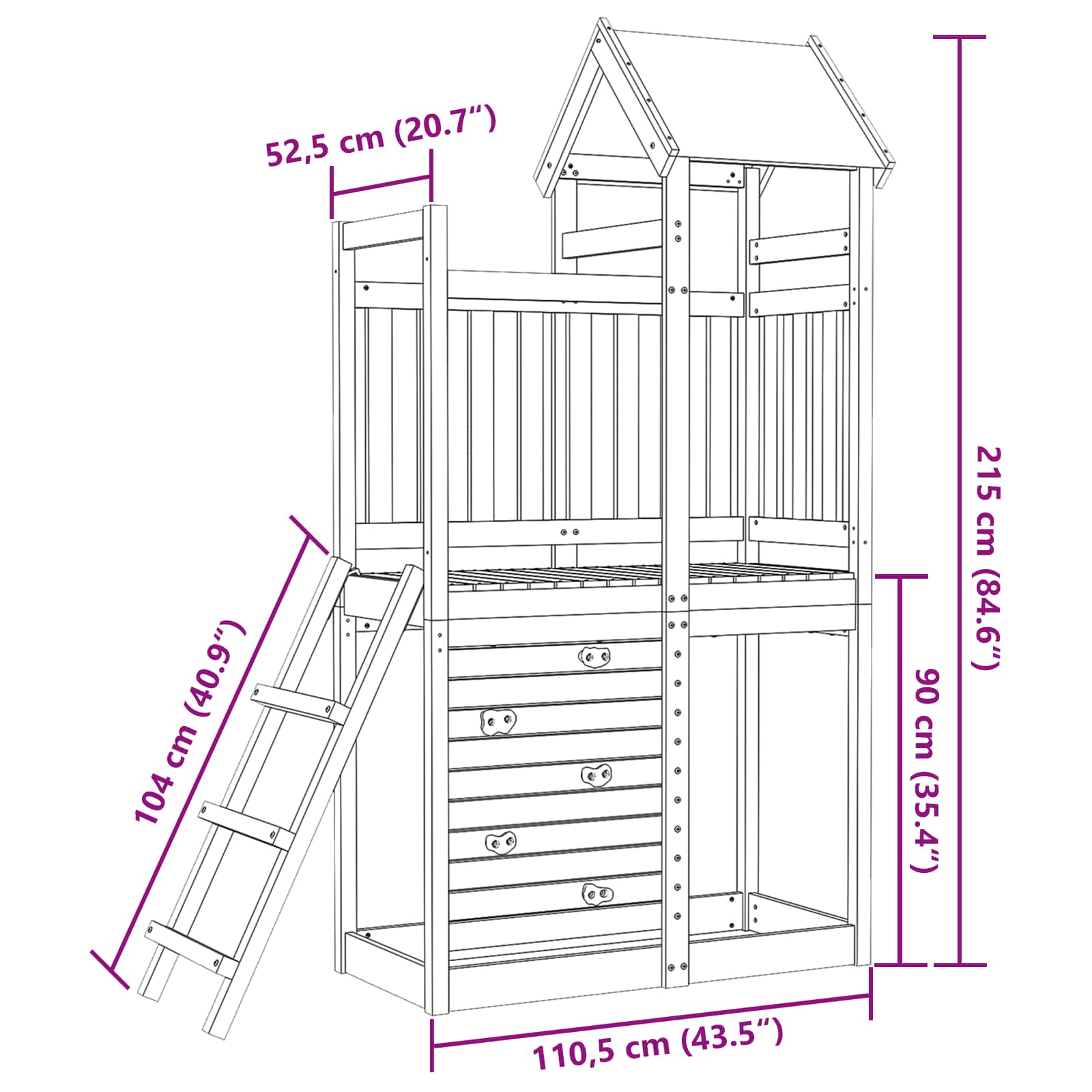 Play Tower Brown 110.5 X 52.5 X 215Cm