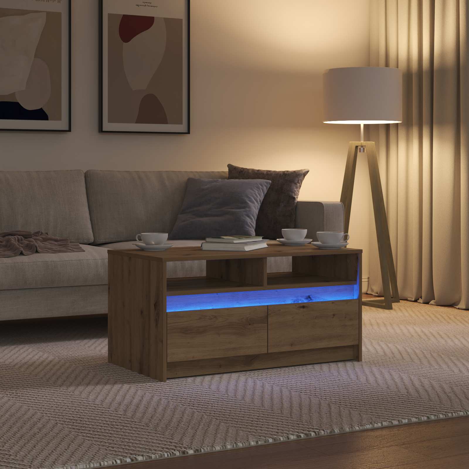 Coffee Table Artisian Oak 90 X 50 X 45 Cm Engineered Wood