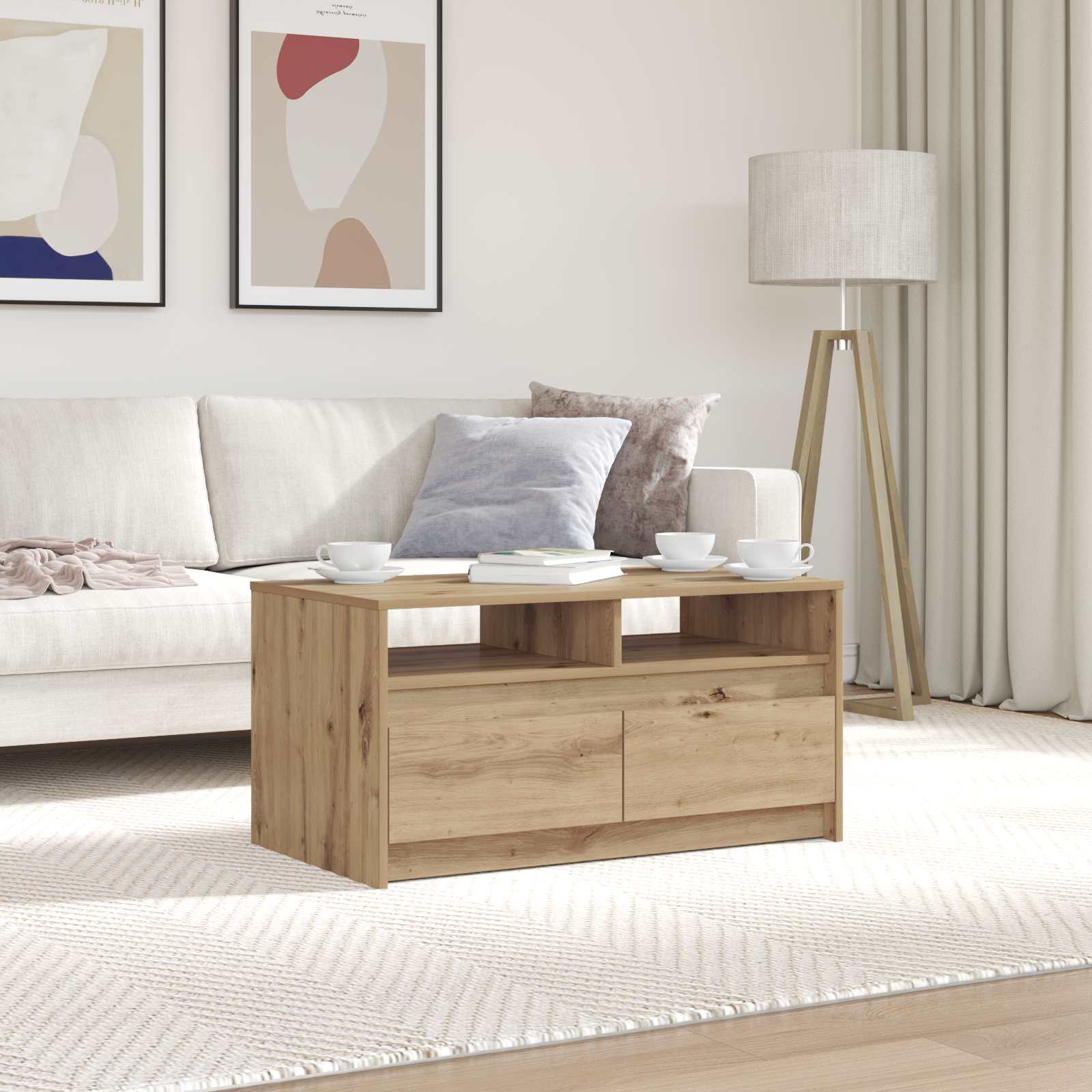Coffee Table Artisian Oak 90 X 50 X 45 Cm Engineered Wood