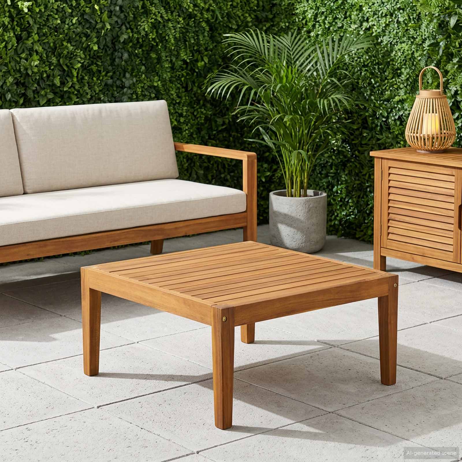 Solid Acacia Wood Natural 60 X 60 X 30 Cm