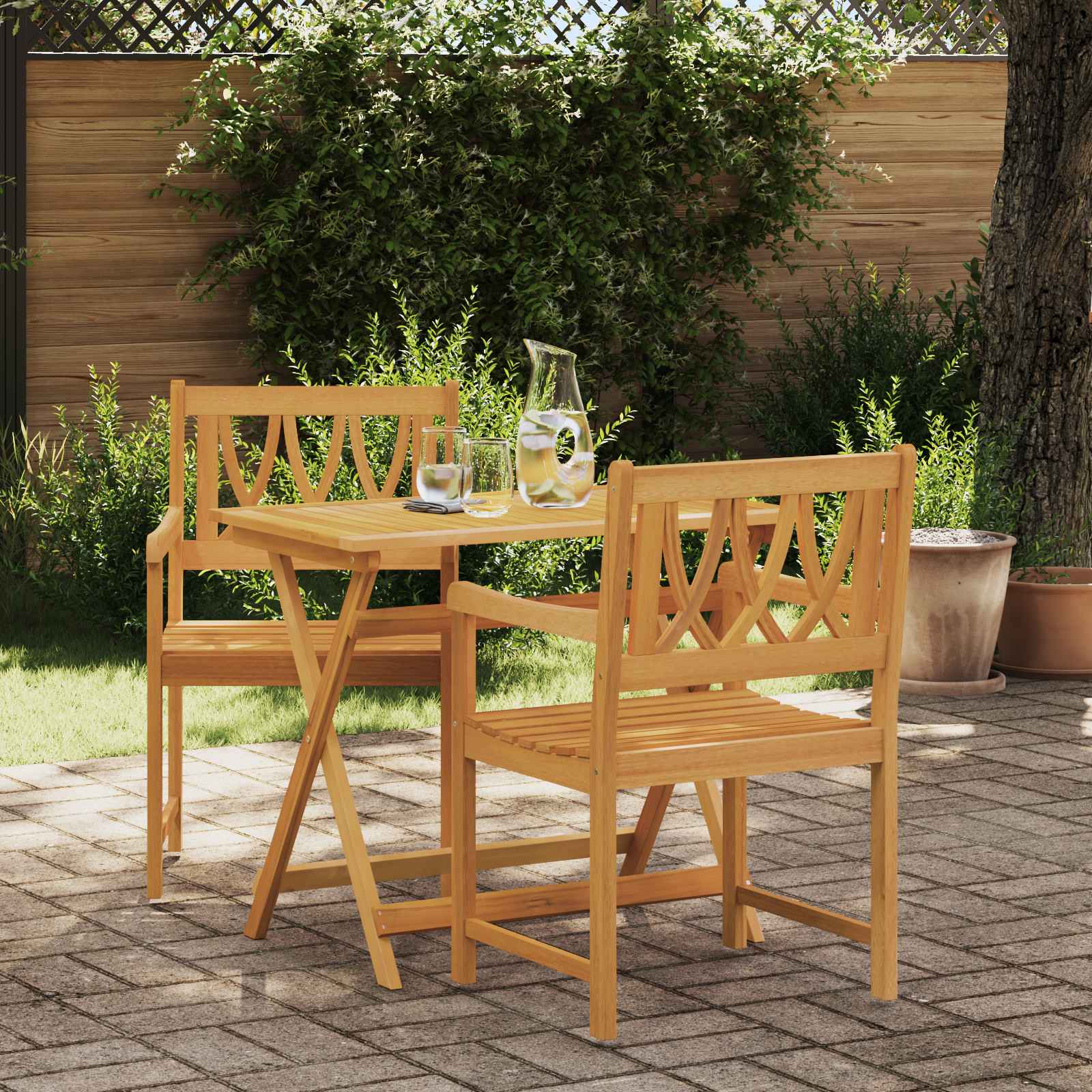 Garden Chairs 2 Pcs Natural Solid Acacia Wood