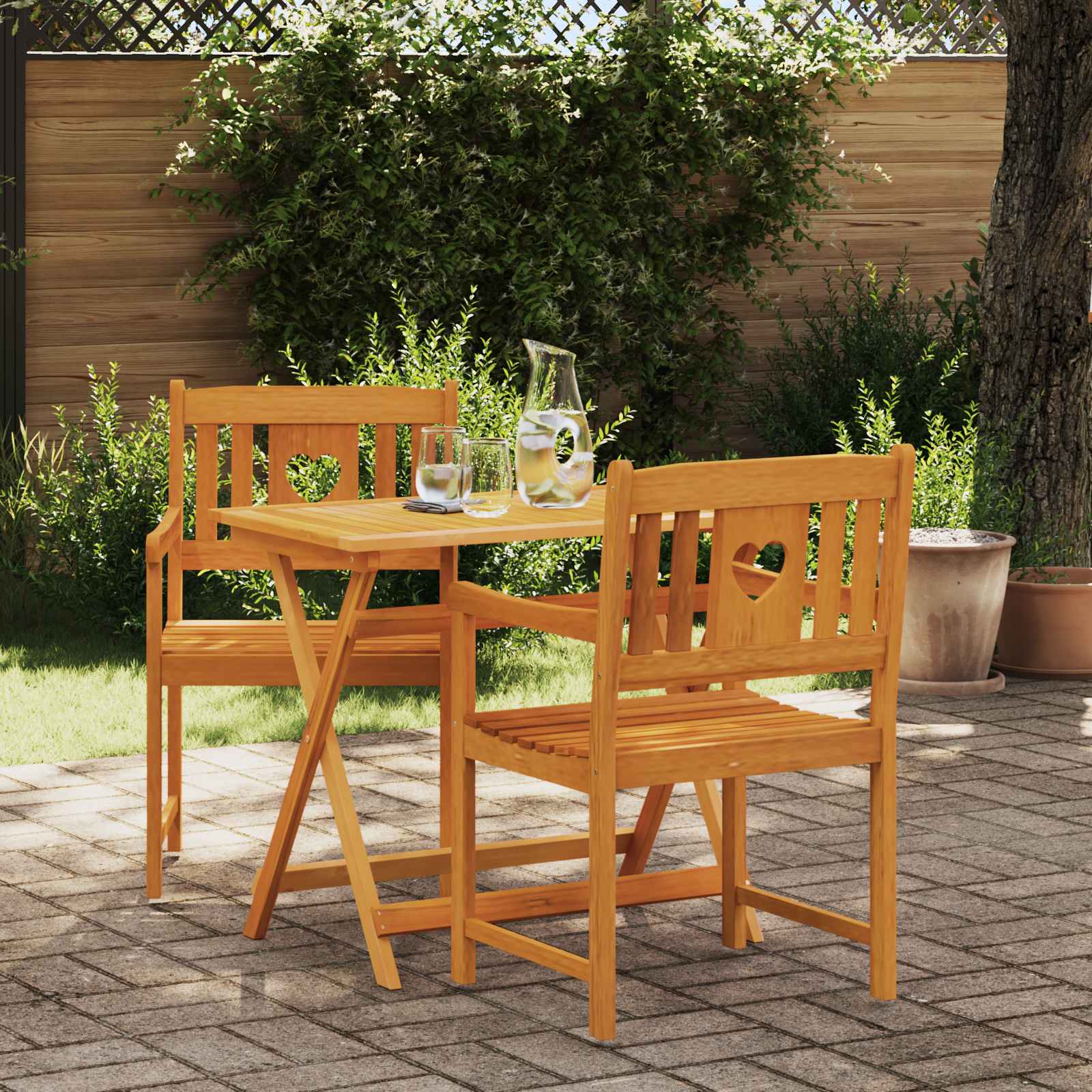 Garden Chairs 2 Pcs Natural Solid Acacia Wood