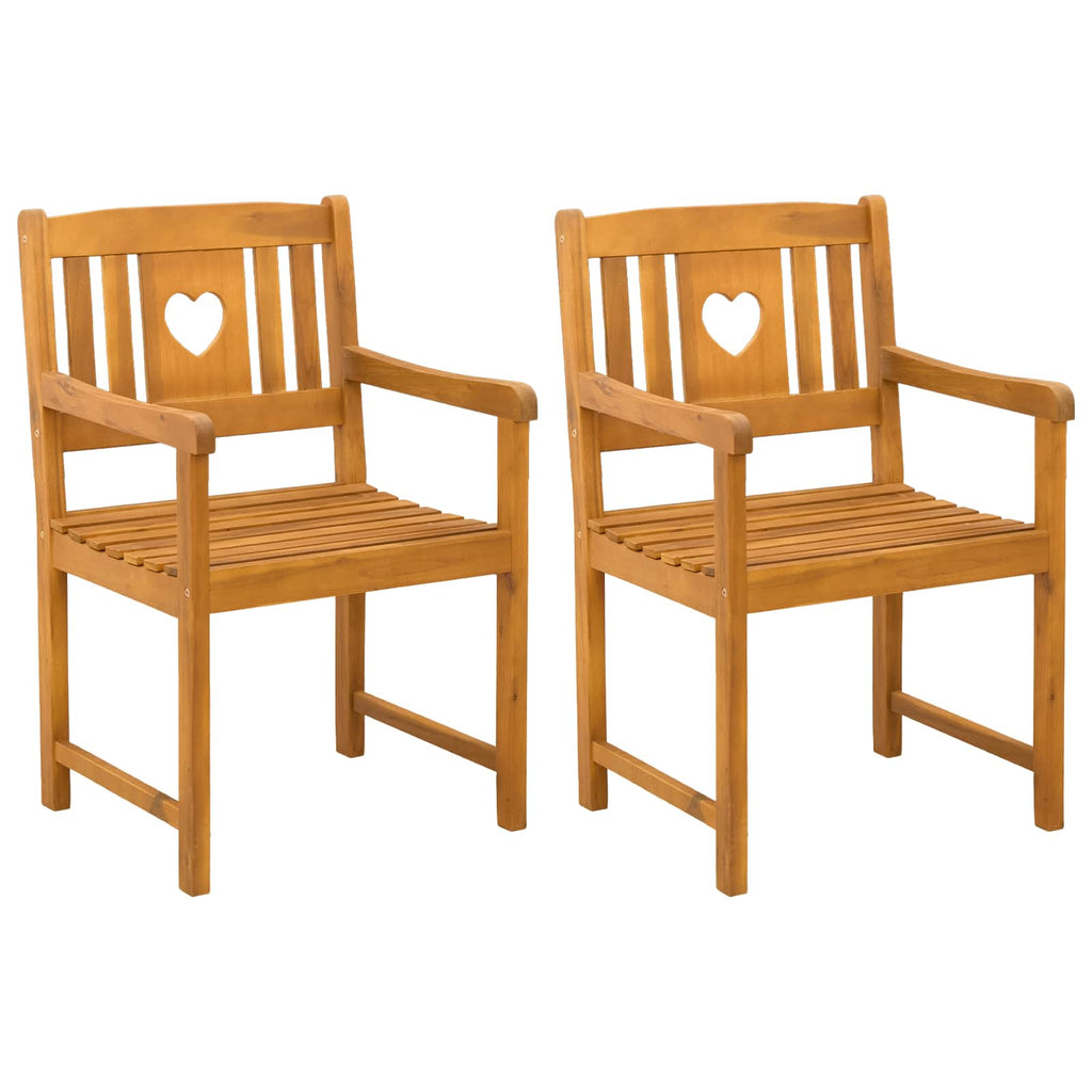 Garden Chairs 2 Pcs Natural Solid Acacia Wood