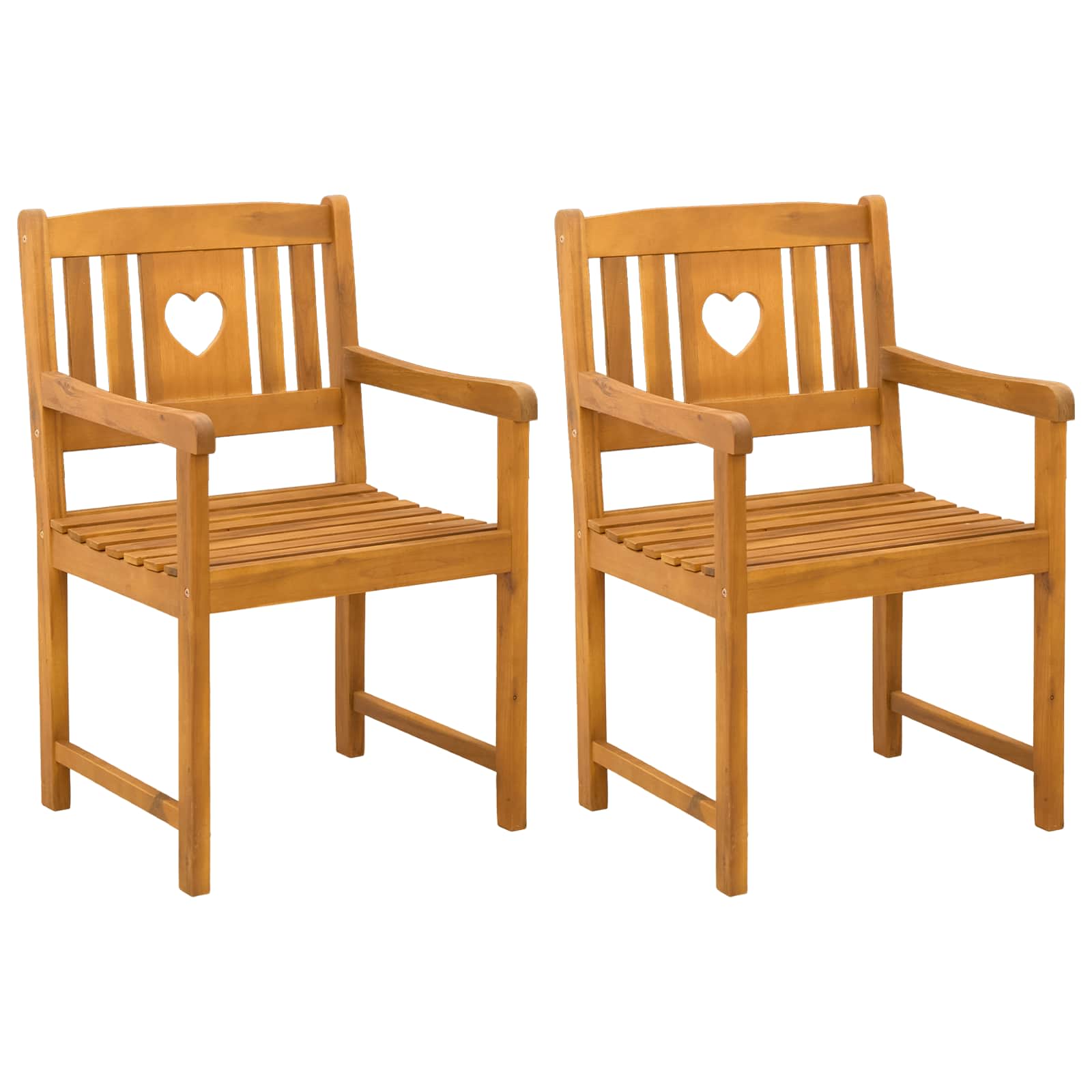 Garden Chairs 2 Pcs Natural Solid Acacia Wood