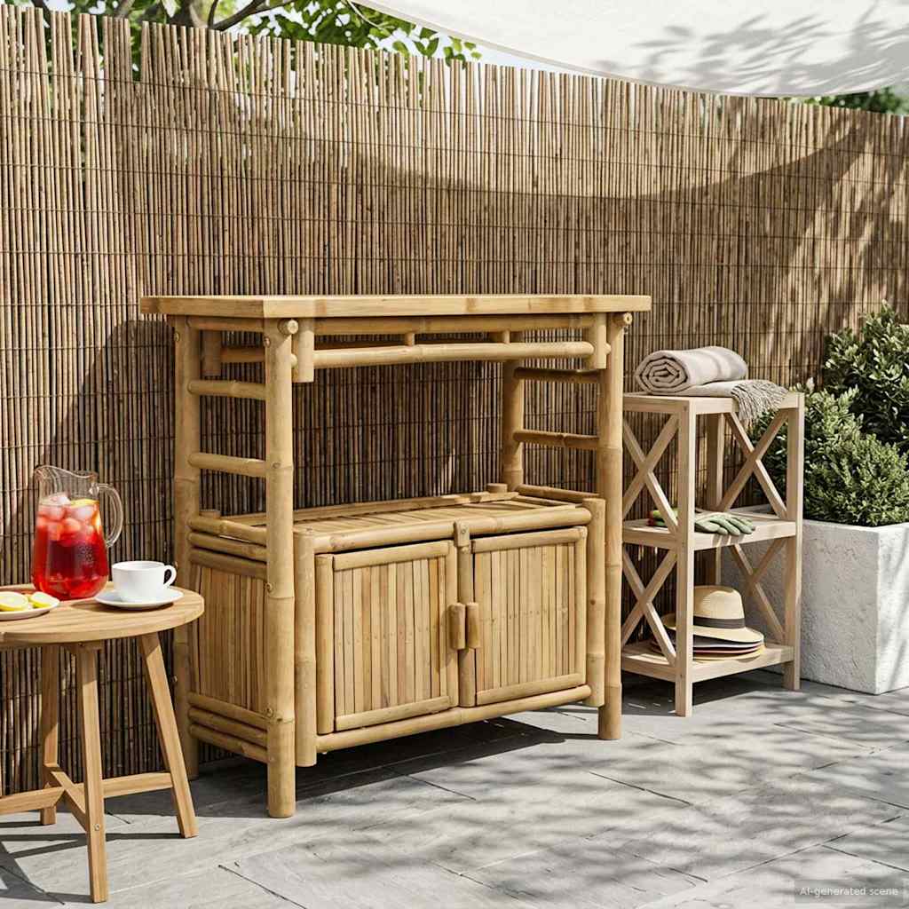 Console Table With Shelf Natural 110 X 35 X 75 Cm Bamboo