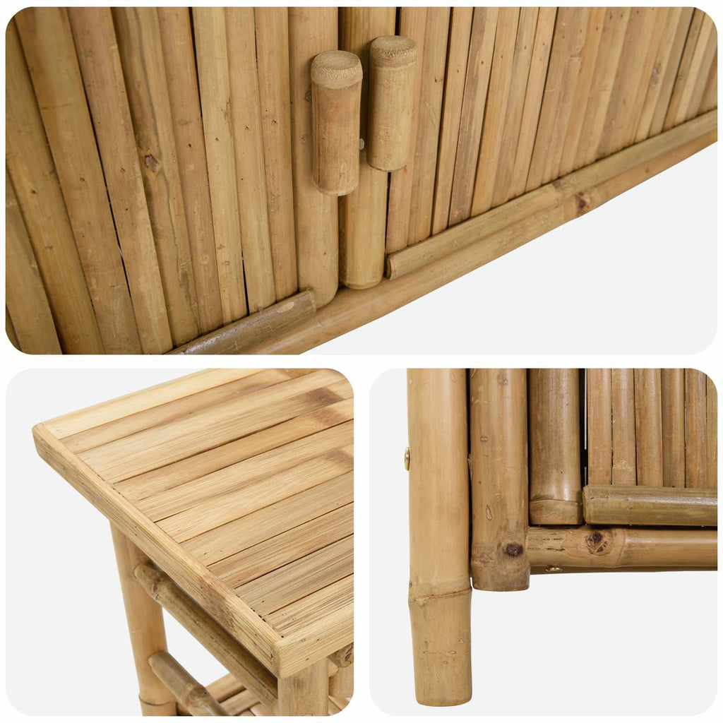 Console Table With Shelf Natural 110 X 35 X 75 Cm Bamboo