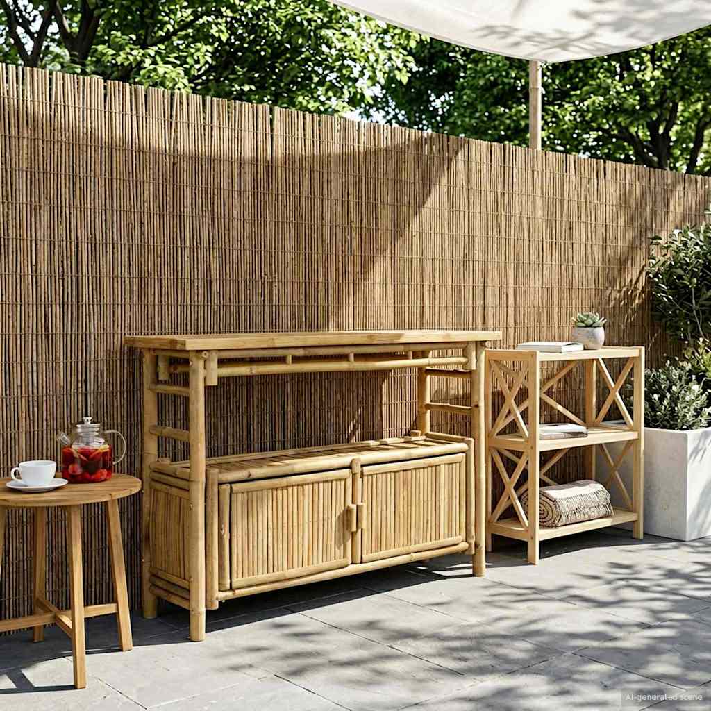 Console Table With Shelf Natural 110 X 35 X 75 Cm Bamboo