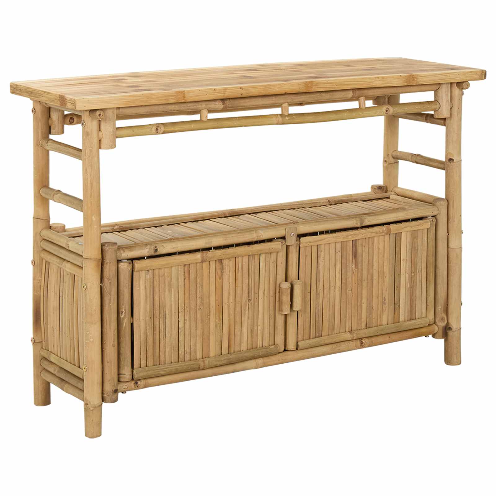 Console Table With Shelf Natural 110 X 35 X 75 Cm Bamboo