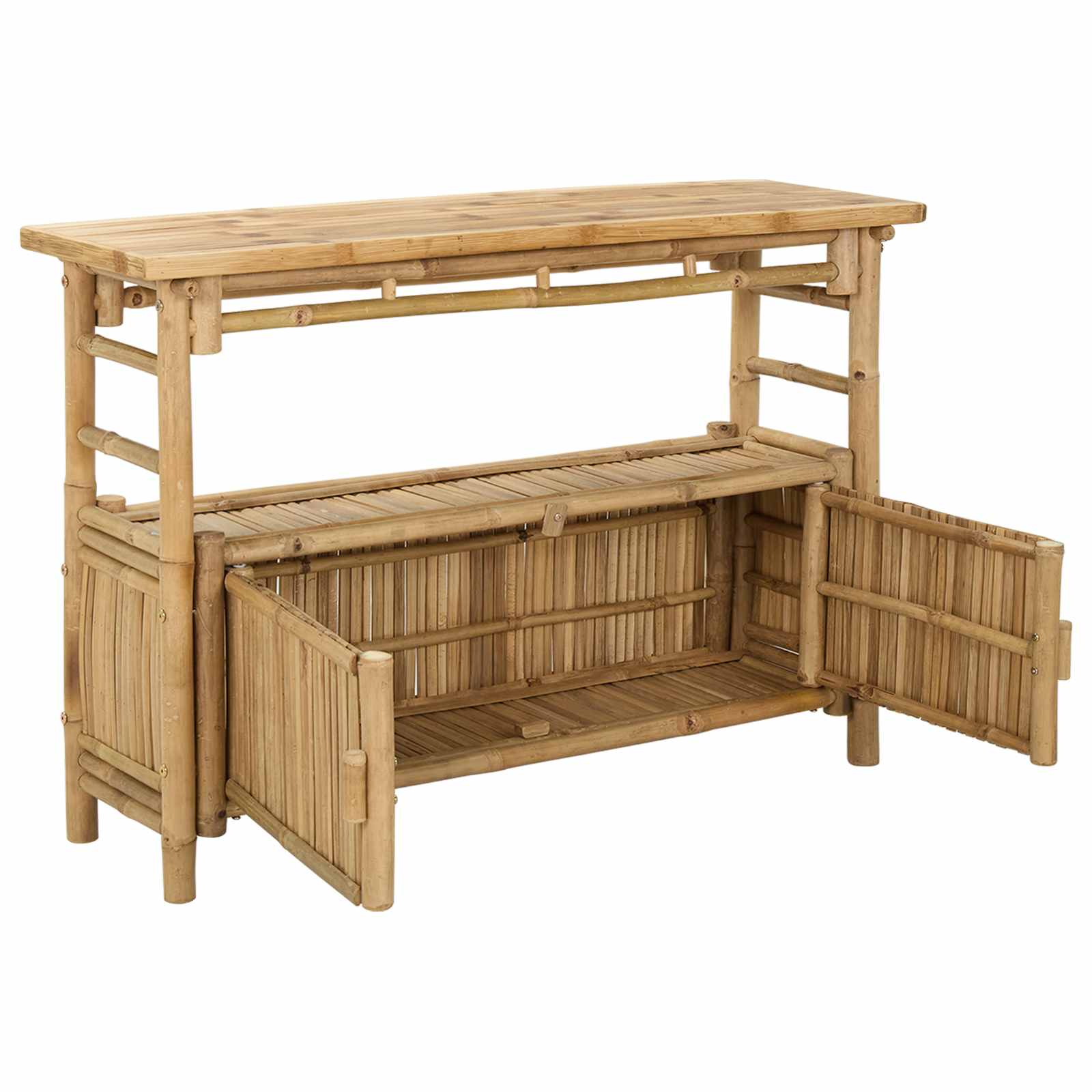Console Table With Shelf Natural 110 X 35 X 75 Cm Bamboo