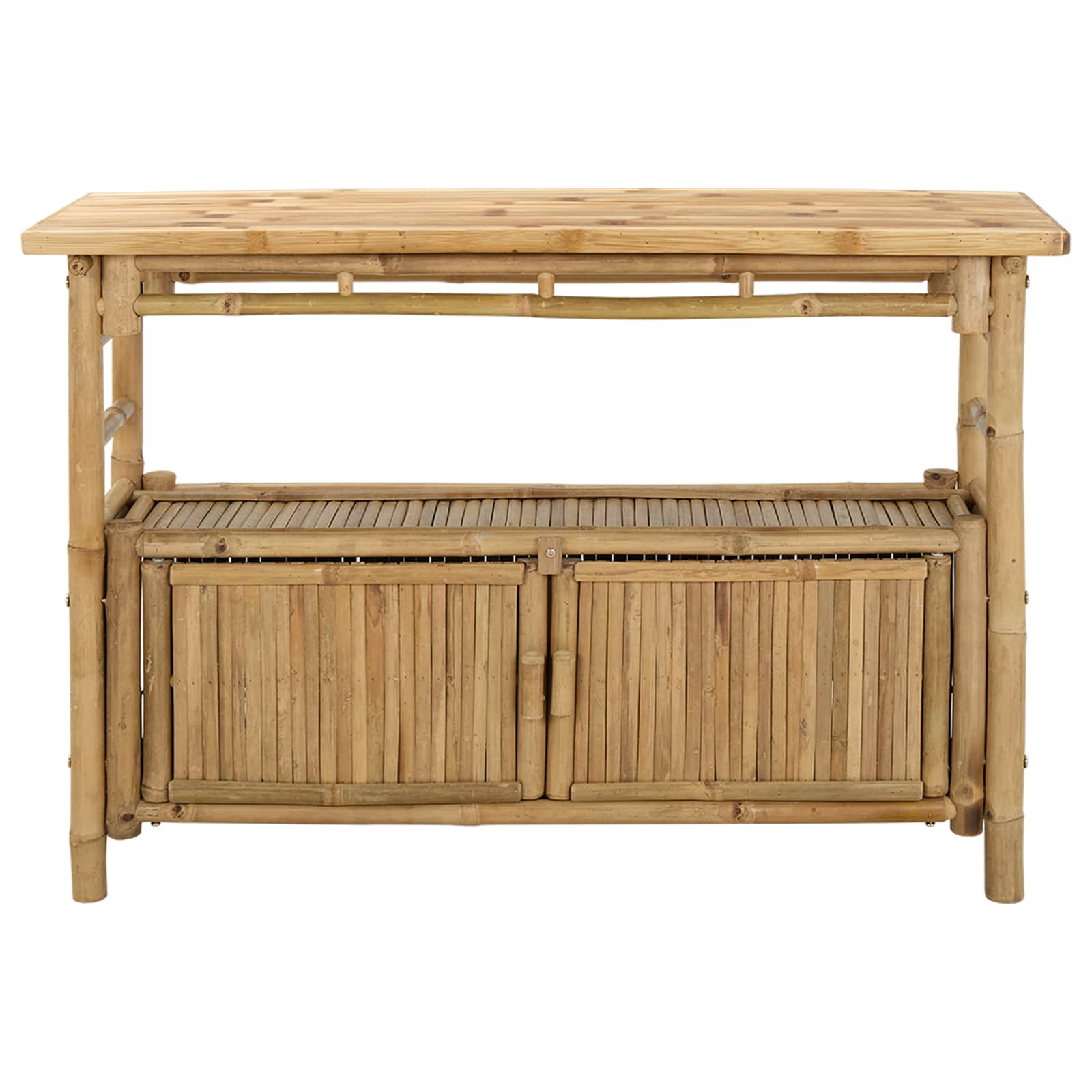 Console Table With Shelf Natural 110 X 35 X 75 Cm Bamboo