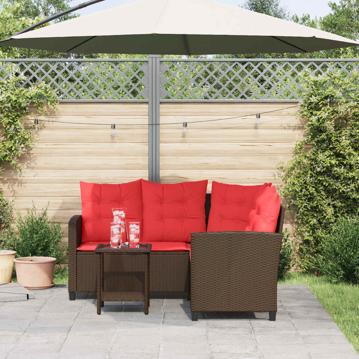 Garden Sofa With Cushion 2 Pcs Poly Rattan