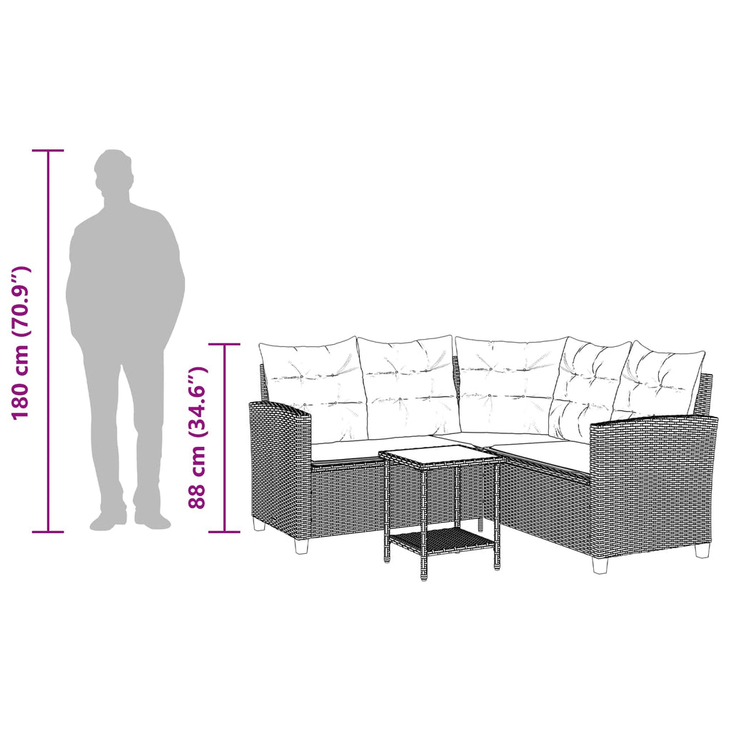 Garden Sofa With Cushion 2 Pcs Poly Rattan