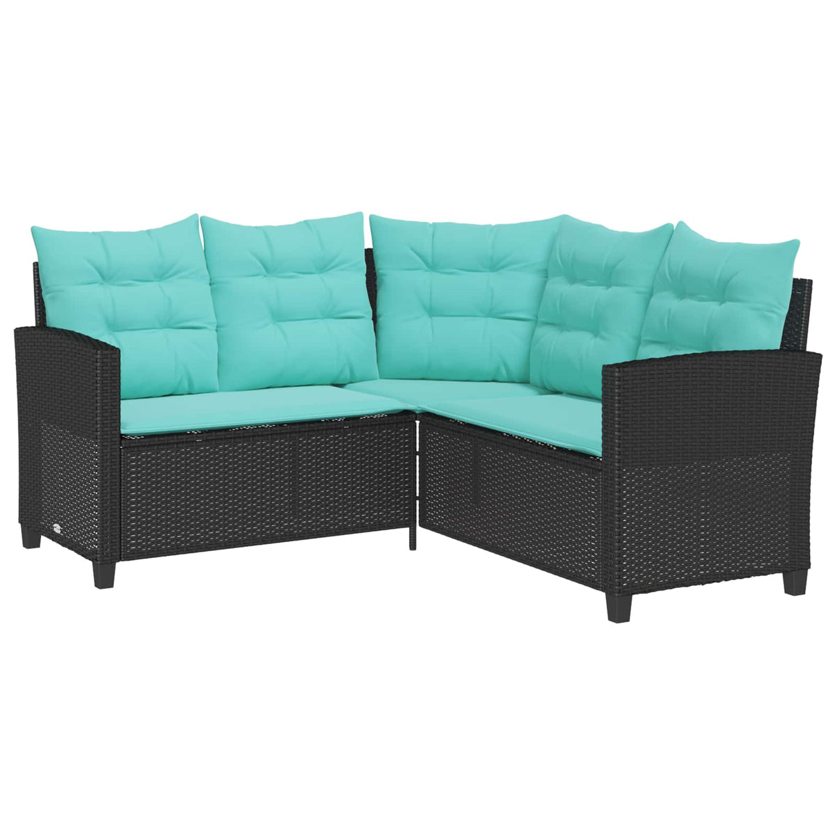 Outdoor Sofas Garden Sofa Cushion 2 Pcs Poly Rattan Black and turquoise 146 cm