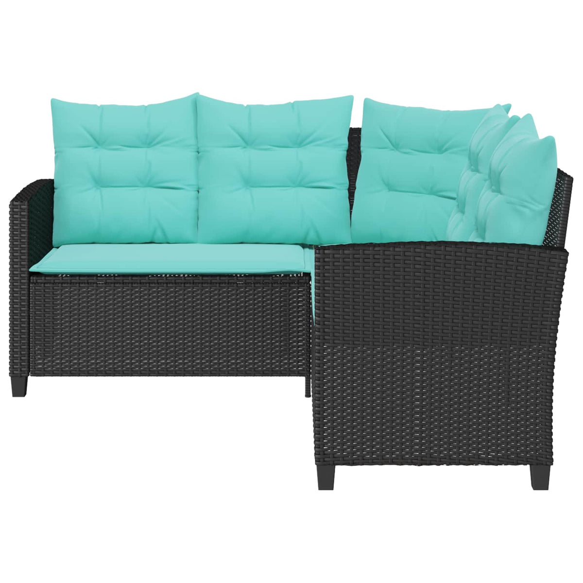 Outdoor Sofas Garden Sofa Cushion 2 Pcs Poly Rattan Black and turquoise 146 cm