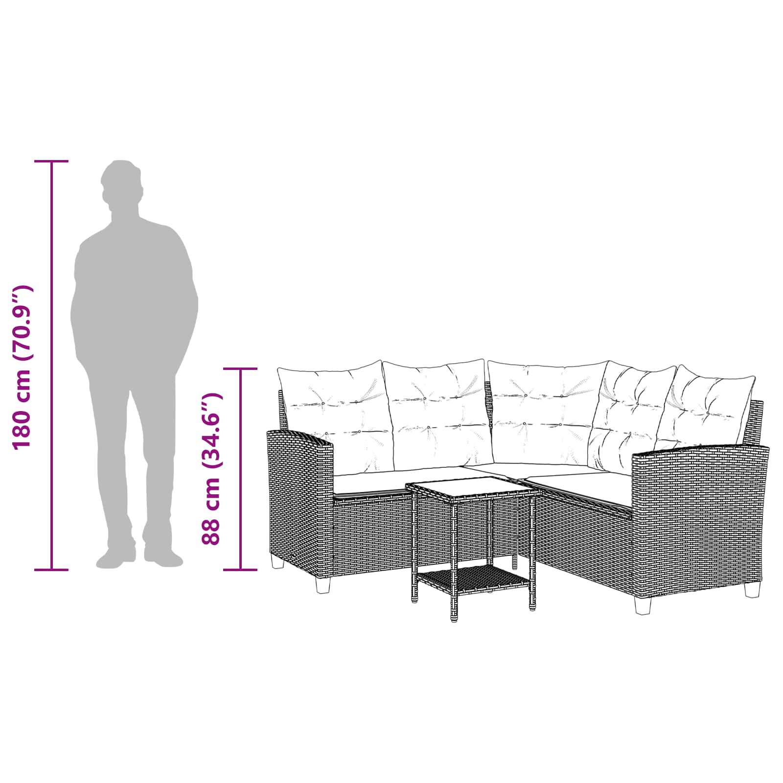 Garden Sofa With Cushion 2 Pcs Poly Rattan