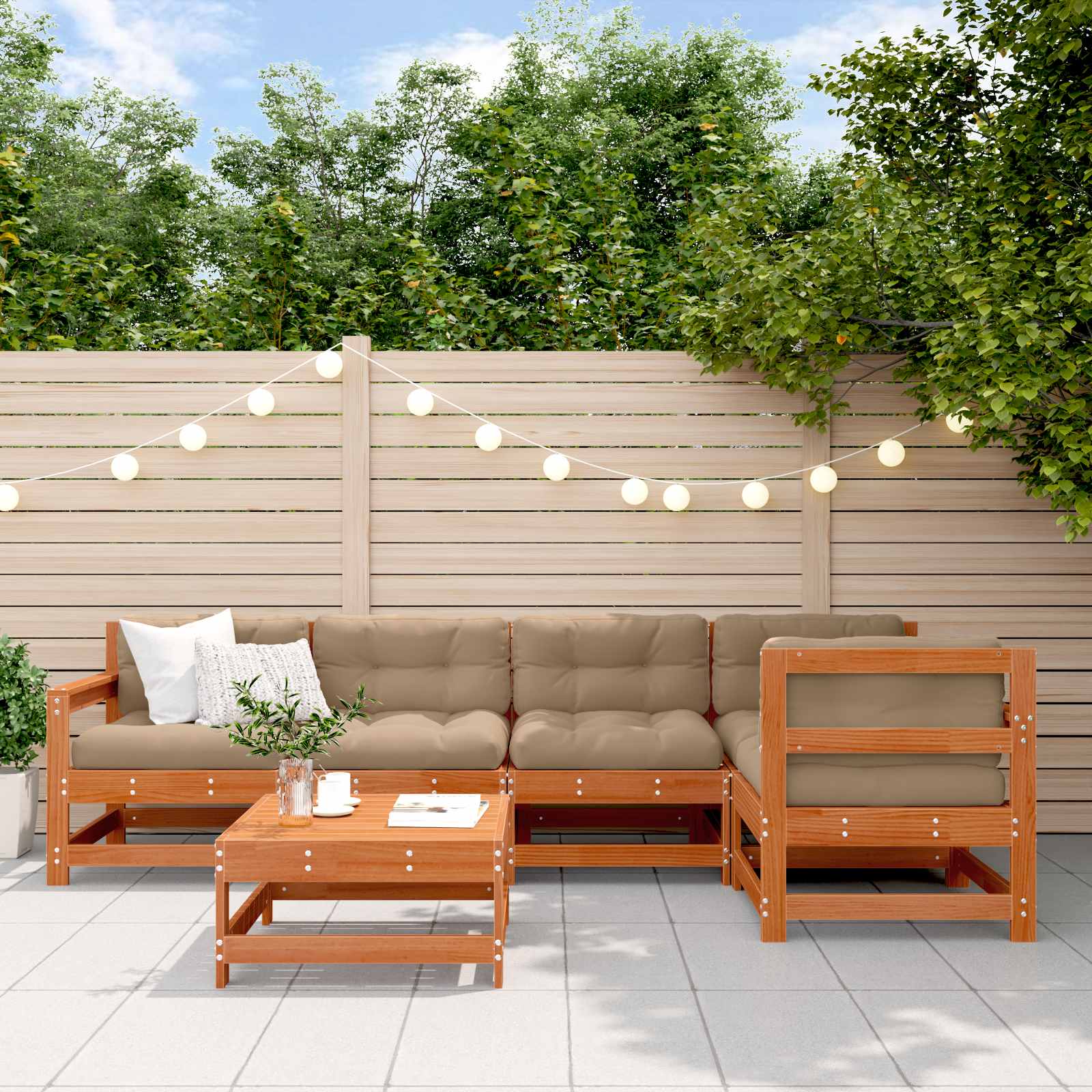 6 Piece Garden Lounge Set Impregnated Wood Pine