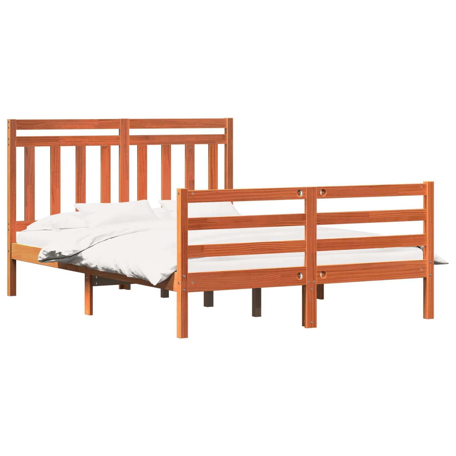 Bed Frame With Headboard Wax Brown 140 X 200 Cm