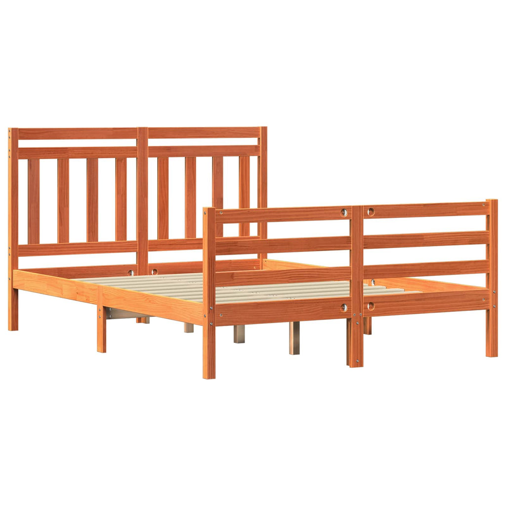 Bed Frame With Headboard Wax Brown 140 X 200 Cm