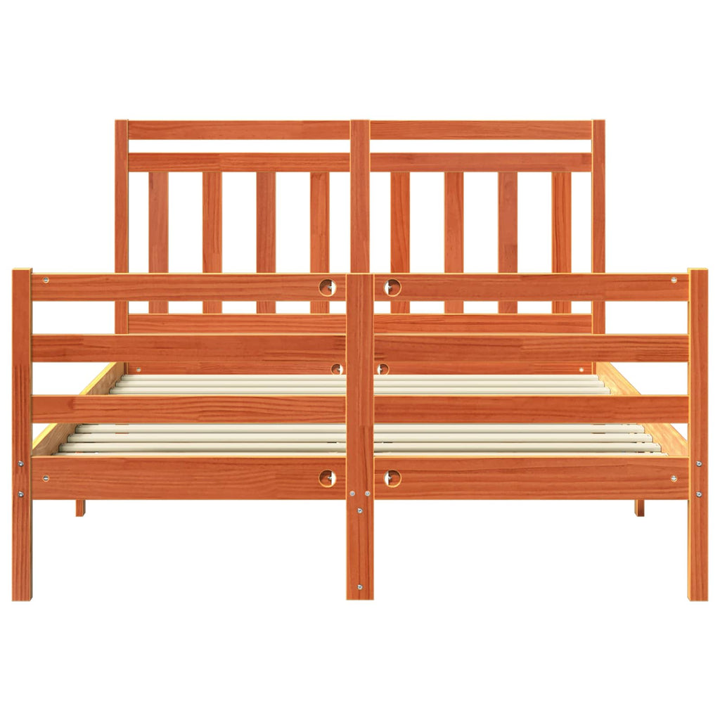 Bed Frame With Headboard Wax Brown 140 X 200 Cm