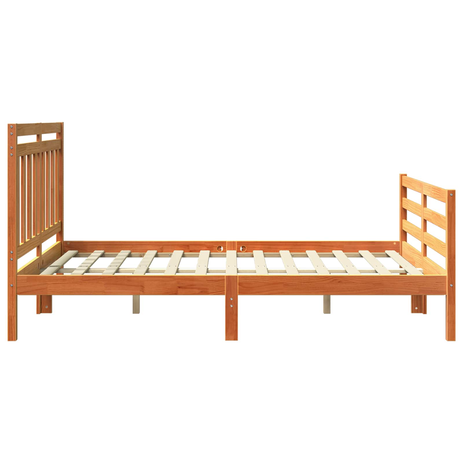 Bed Frame With Headboard Wax Brown 140 X 200 Cm
