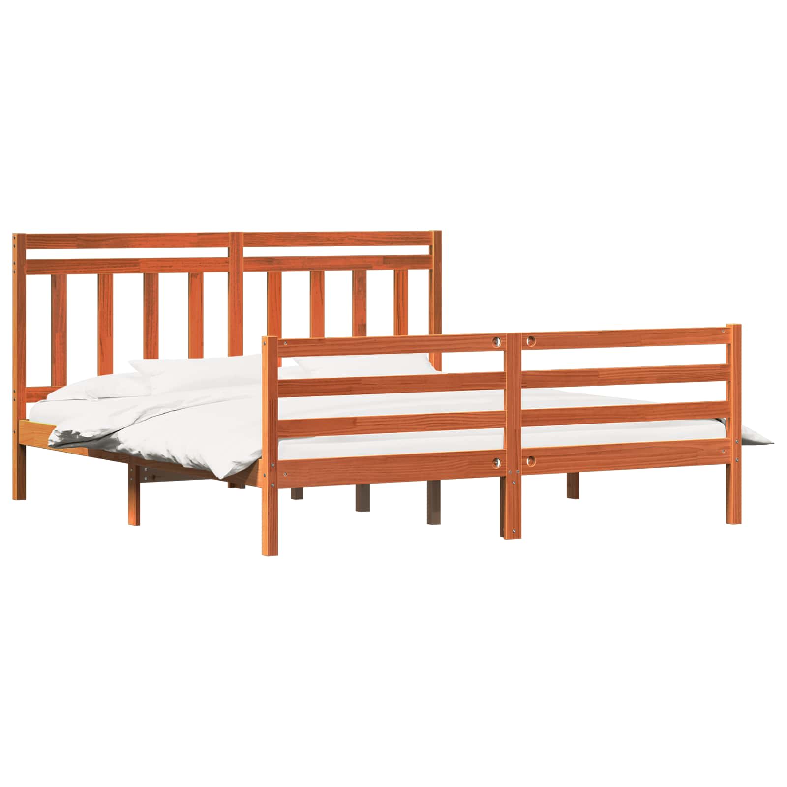 Bed Frame With Headboard Wax Brown 180 X 200 Cm
