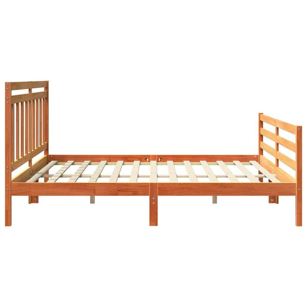Bed Frame With Headboard Wax Brown 180 X 200 Cm