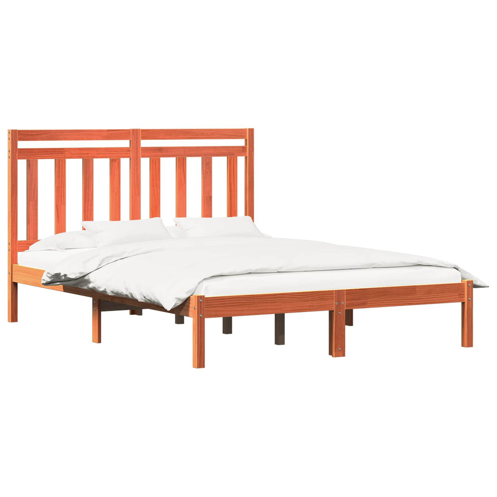 Bed Frame 205.5 X 155.5 X 100 Cm Solid Pine Wood