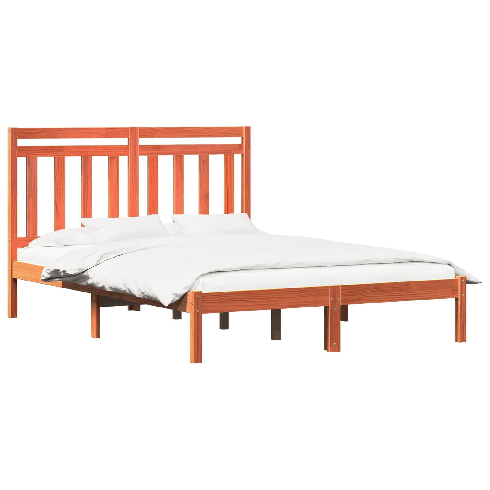 Bed Frame 205.5 X 155.5 X 100 Cm Solid Pine Wood