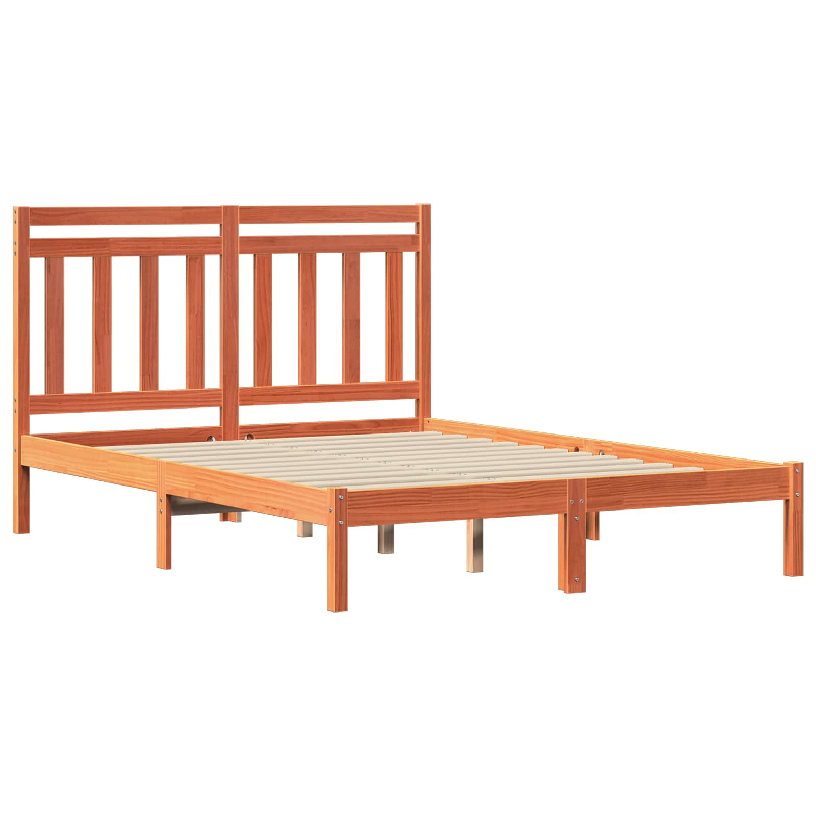 Bed Frame 205.5 X 155.5 X 100 Cm Solid Pine Wood