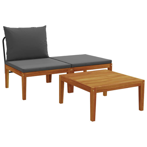3 Piece Lounge Set Solid Acacia Wood Natural