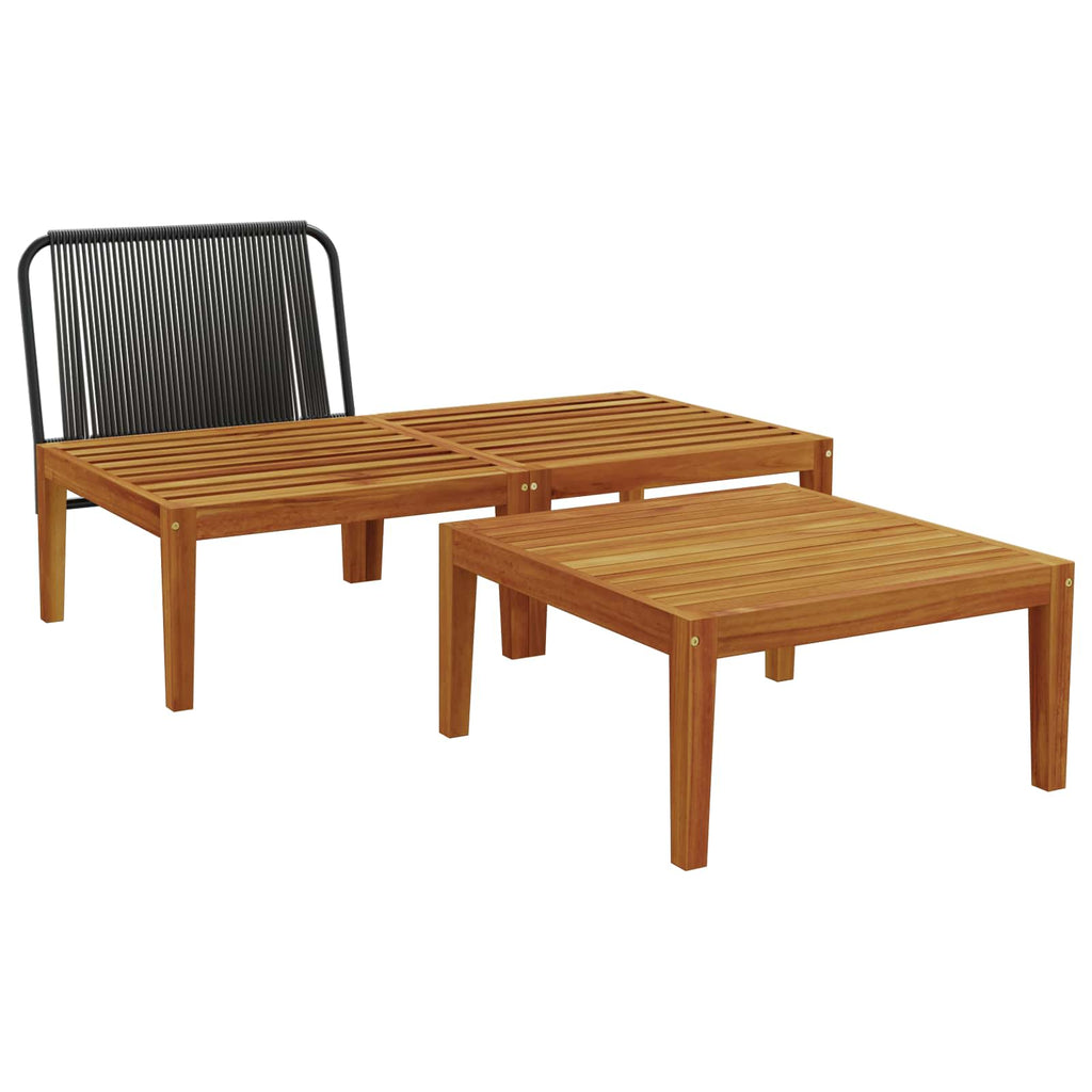 3 Piece Lounge Set Solid Acacia Wood Natural