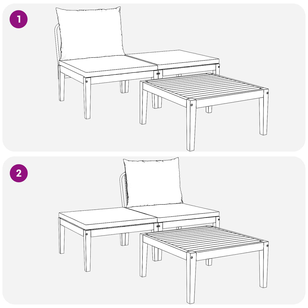 3 Piece Lounge Set Solid Acacia Wood Natural