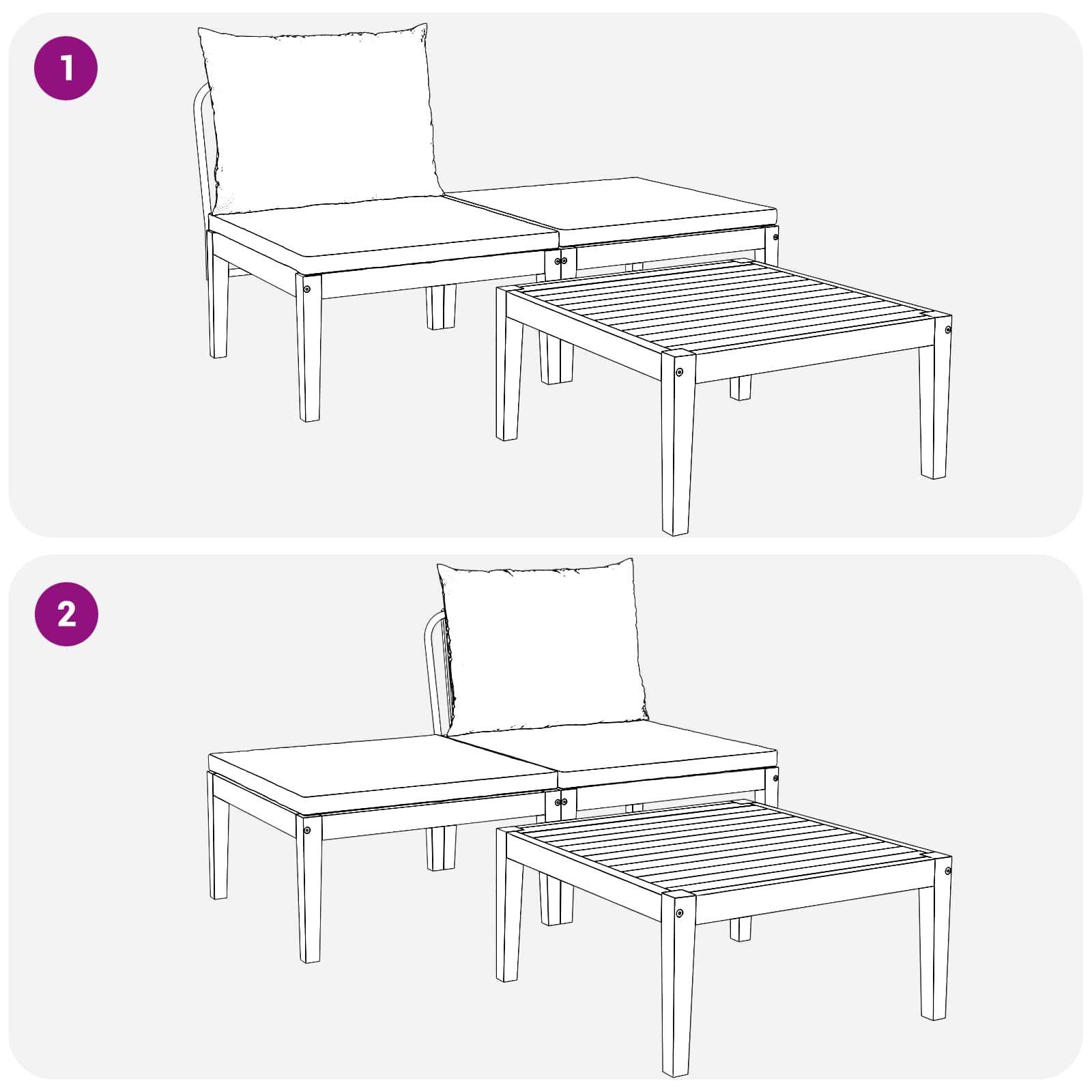 3 Piece Lounge Set Solid Acacia Wood Natural