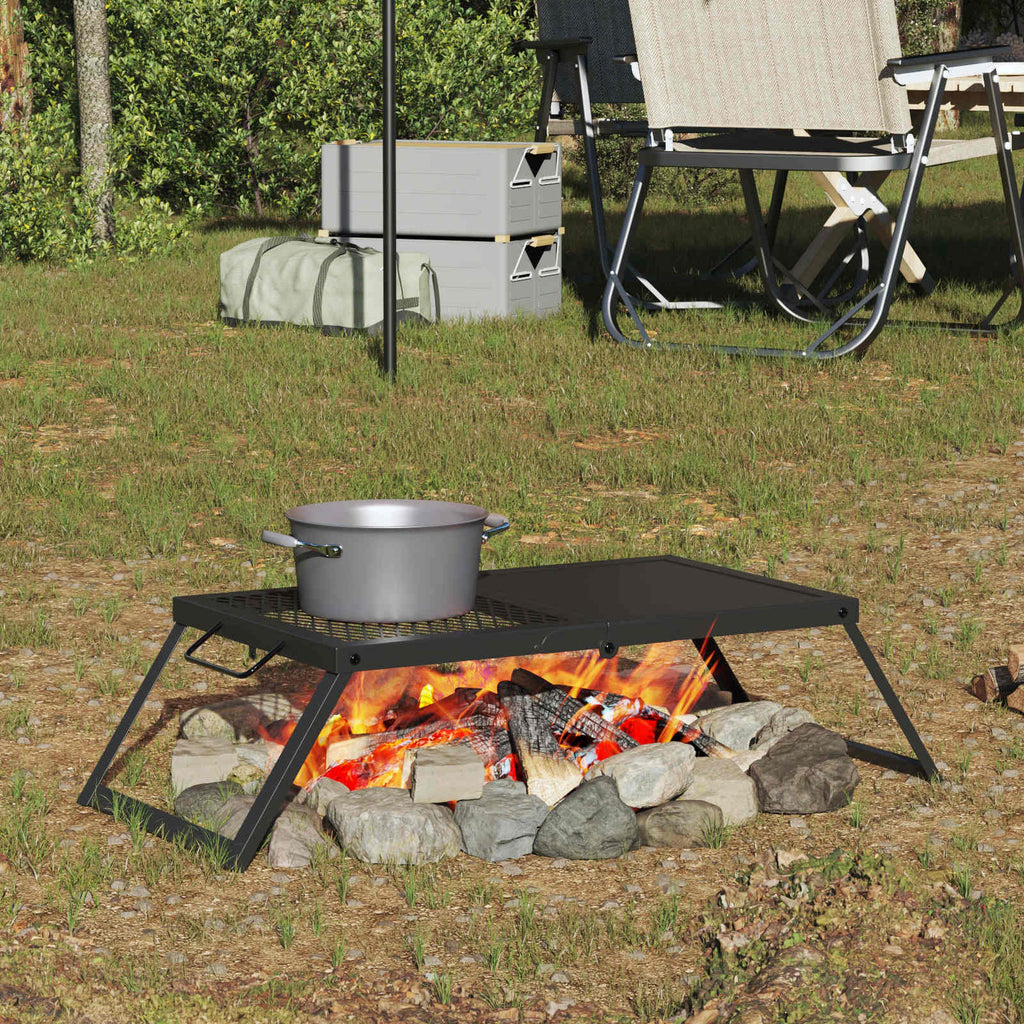 Foldable Camping Grill Folding Black 58 X 31 X 2 Cm Alloy Steel