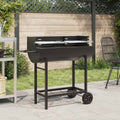 Outdoor Grills Charcoal BBQ Grill Barbecue Adjustable Grates & Wheels Black 96.5