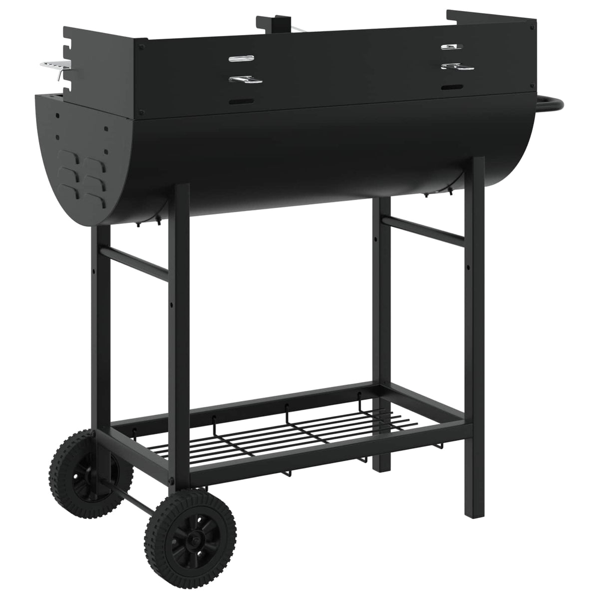 Outdoor Grills Charcoal BBQ Grill Barbecue Adjustable Grates & Wheels Black 96.5