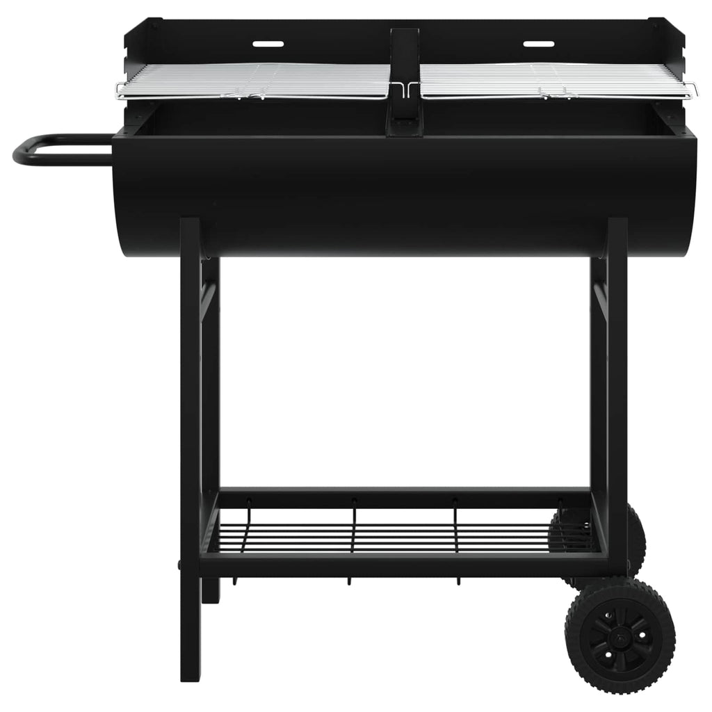 Outdoor Grills Charcoal BBQ Grill Barbecue Adjustable Grates & Wheels Black 96.5
