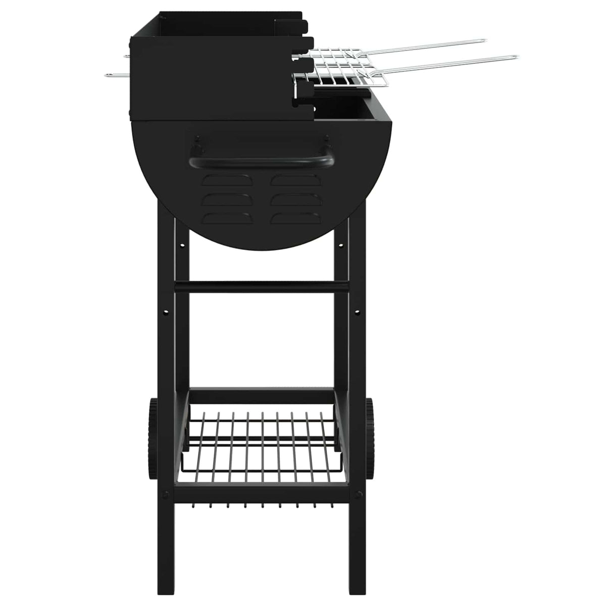 Outdoor Grills Charcoal BBQ Grill Barbecue Adjustable Grates & Wheels Black 96.5