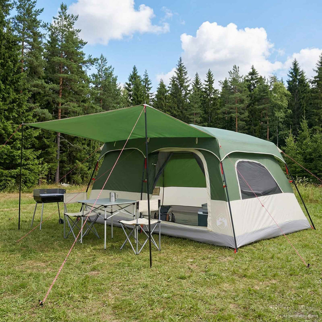 Family Tent Green 420 X 305 X 200 Cm Polyester And Steel