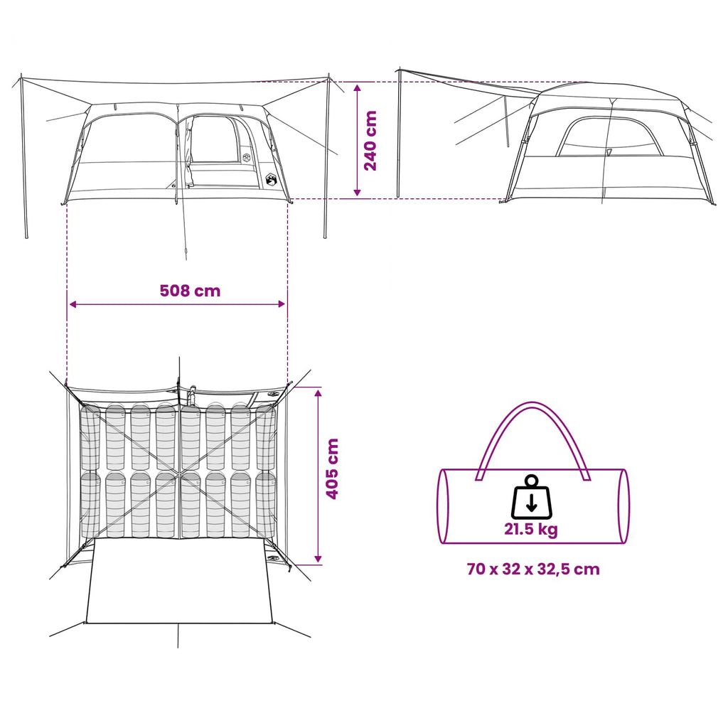 Family Tent 500 X 400 X 230 Cm Polyester And Steel